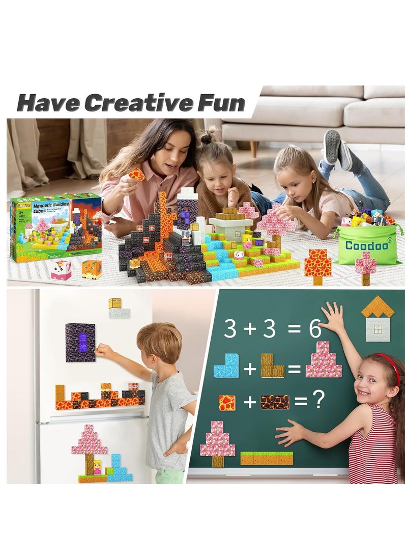 177pcs Swimming pool square building block set children’s puzzle doll assembled game peripheral mini toys minecrafts magnetic cube intelligent magnetic building block set build a 3D mag-world