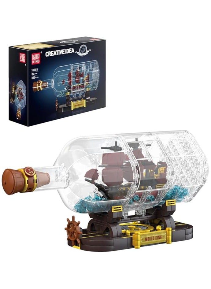 10085 Corsair in a Bottle, Stacked Blocks Queen's Revenge sailboat, Clamped Blocks Collection boat Model, gifts for 8-year-olds (885 pieces)