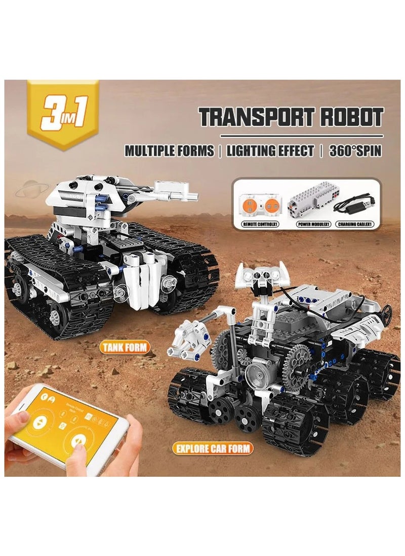 3-in-1 Robot Building Block Set, STEM Project robots, Remote control and APP control ideas, Planet Robot building models, gifts for boys and girls, ages 8 + (606+PCS) mould king 15046