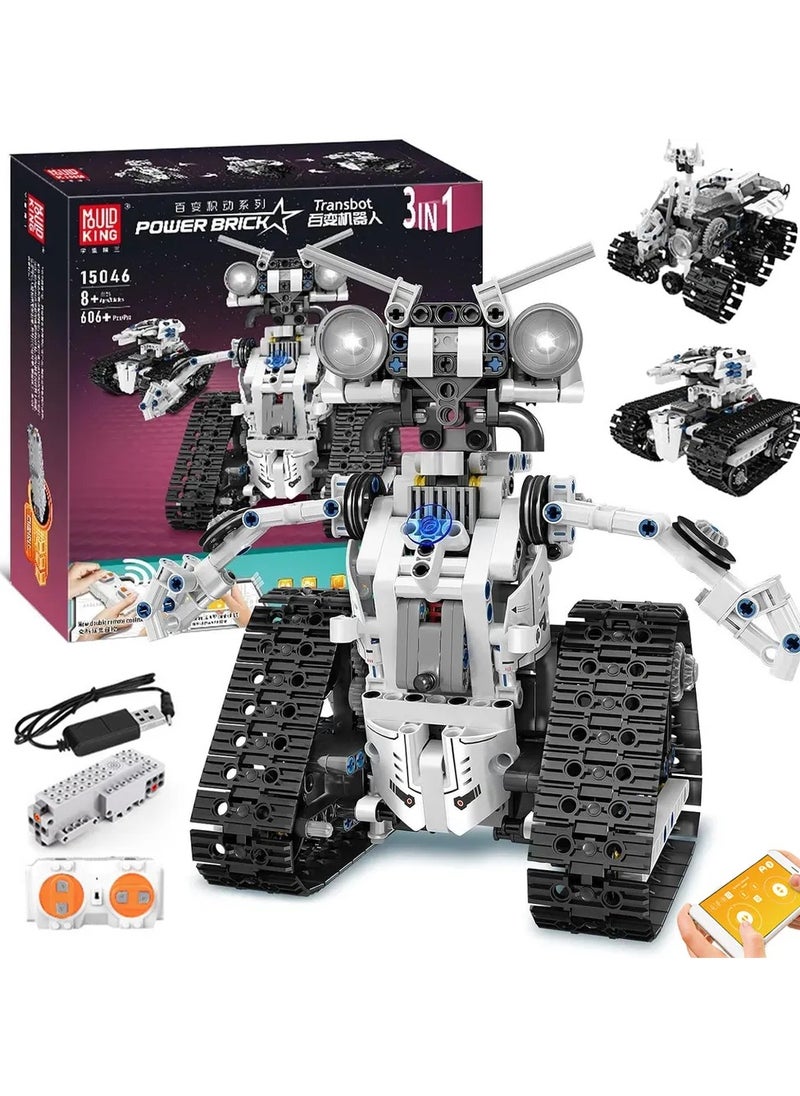 3-in-1 Robot Building Block Set, STEM Project robots, Remote control and APP control ideas, Planet Explorer Robot building models, gifts for boys and girls, ages 8 + (606+PCS) 15046