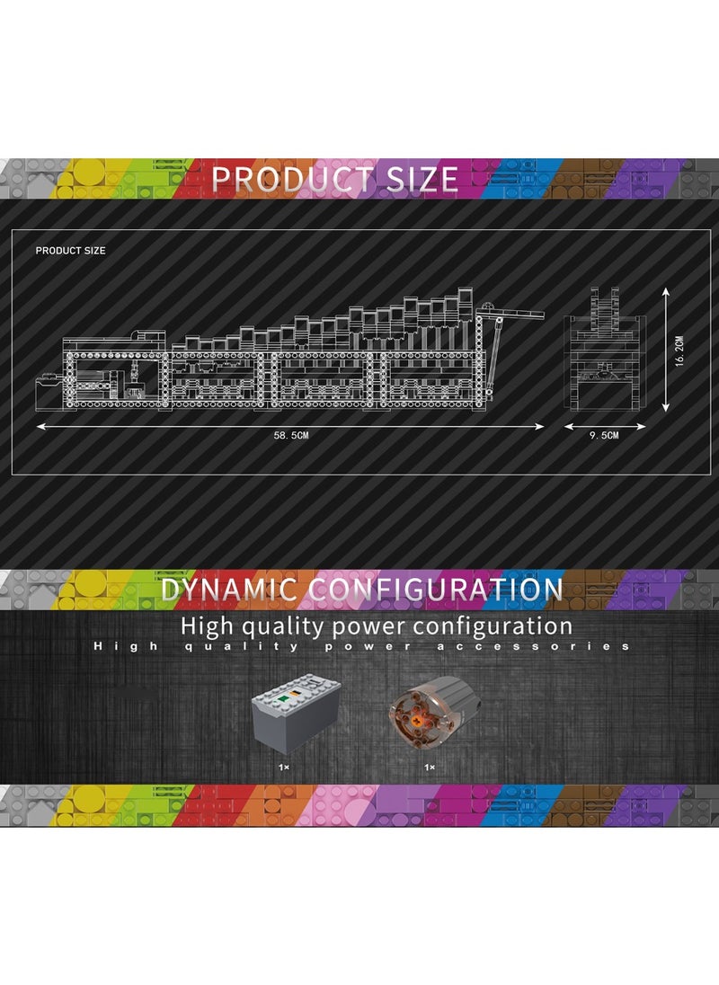 GBC assembly line device, rainbow ladder building model, electric axle wheel lifting step design, clamping block kit, adult and child gift (1038 pieces) 26004