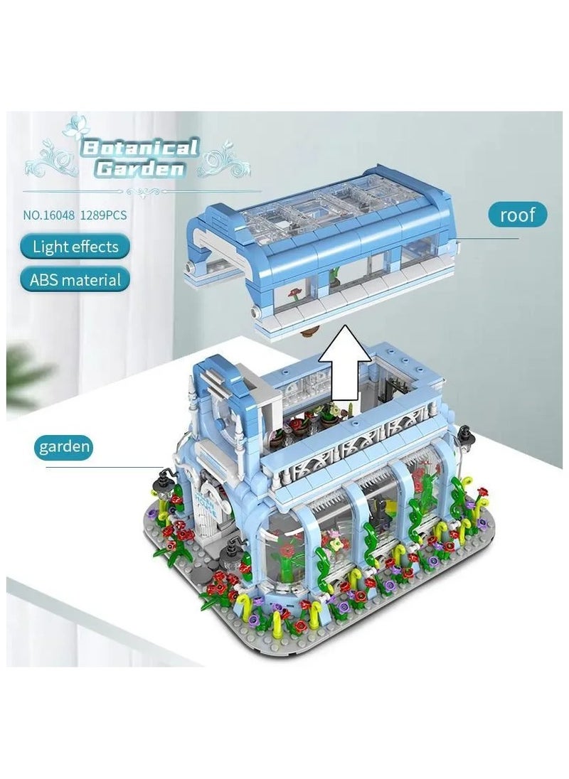 Friends Home Linglong Botanical Garden building set with LED lights, botanical garden model, city street scene, decorative plant scene building toys, adult girls gift 1289 pieces 16048