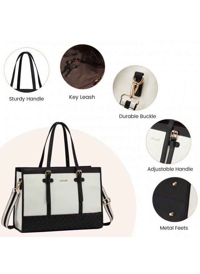 LOVEVOOK Laptop Bag for Women 15.6 inch Canvas Laptop Tote Bag, Large Capacity Work Bag with Clutch Purse, Computer Bag Office Business Briefcase, Casual Handbag for Travel College Teacher School