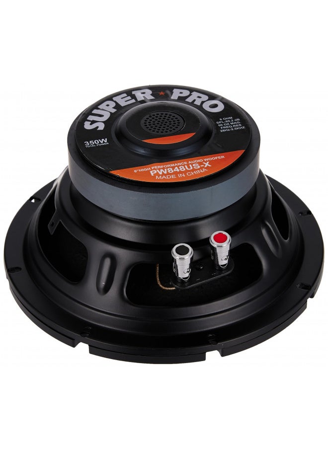 Pyramid 8 Inch Car Subwoofer Speaker - 350 Watt High Powered Car Audio Sound Component Speaker System w/ 1.5 Inch High-Temperature Kapton Voice Coil, 89.2 dB, 8 Ohm, 50 oz Magnet - Pyramid PW848USX