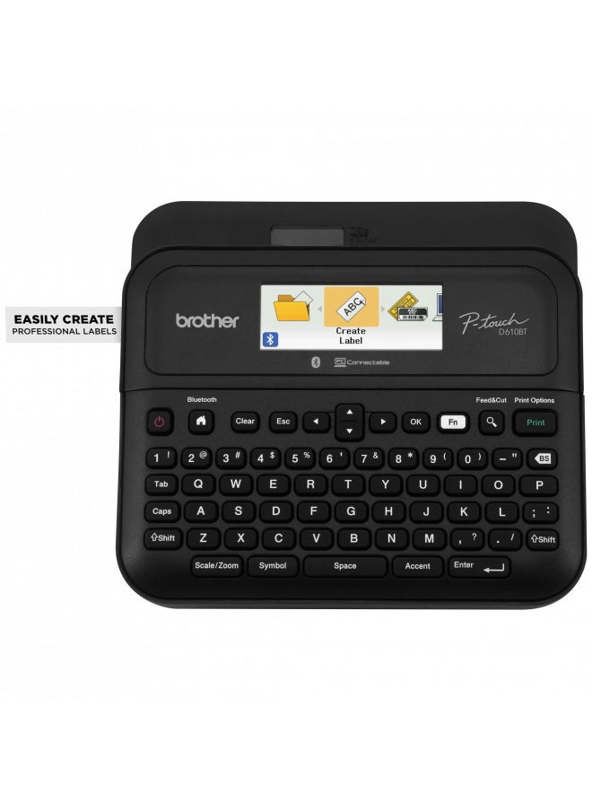 Brother P-Touch PT- D610BT Business Professional Connected Label Maker | Connect and Create via Bluetooth® on TZe Label Tapes up to ~1 inch, White