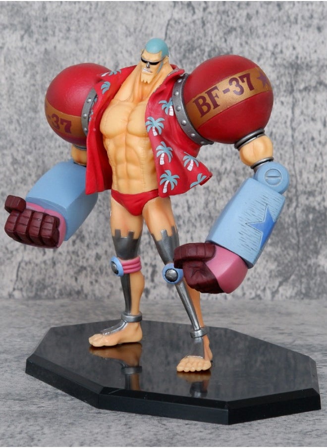 Anime  Franky Action Figure with Base, Interchangeable Head Franky Model, Anime Figure Scene Statue, Anime Realistic Model Ornament, Super Collectible Model Statue Anime Figure Toy 19*17.5cm