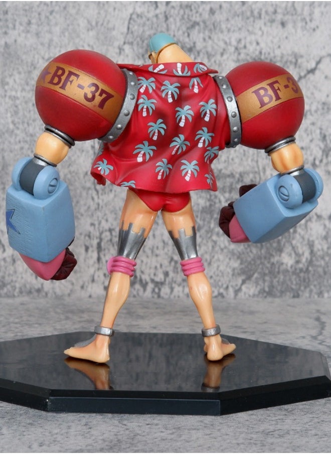 Anime  Franky Action Figure with Base, Interchangeable Head Franky Model, Anime Figure Scene Statue, Anime Realistic Model Ornament, Super Collectible Model Statue Anime Figure Toy 19*17.5cm