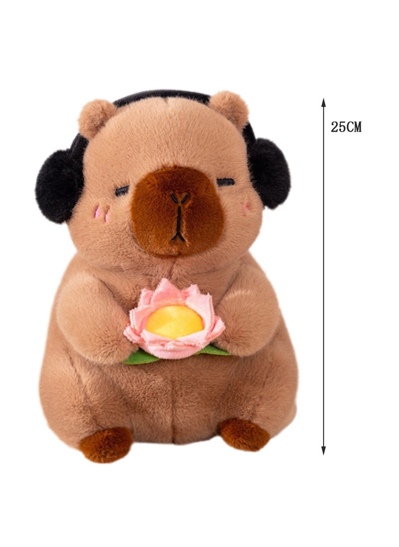 25 CM Cute Capibara Plush Toy Soft Stuffed Cartoon Animal Doll For Girls And Boys All Ages Gift（Dark Brown）