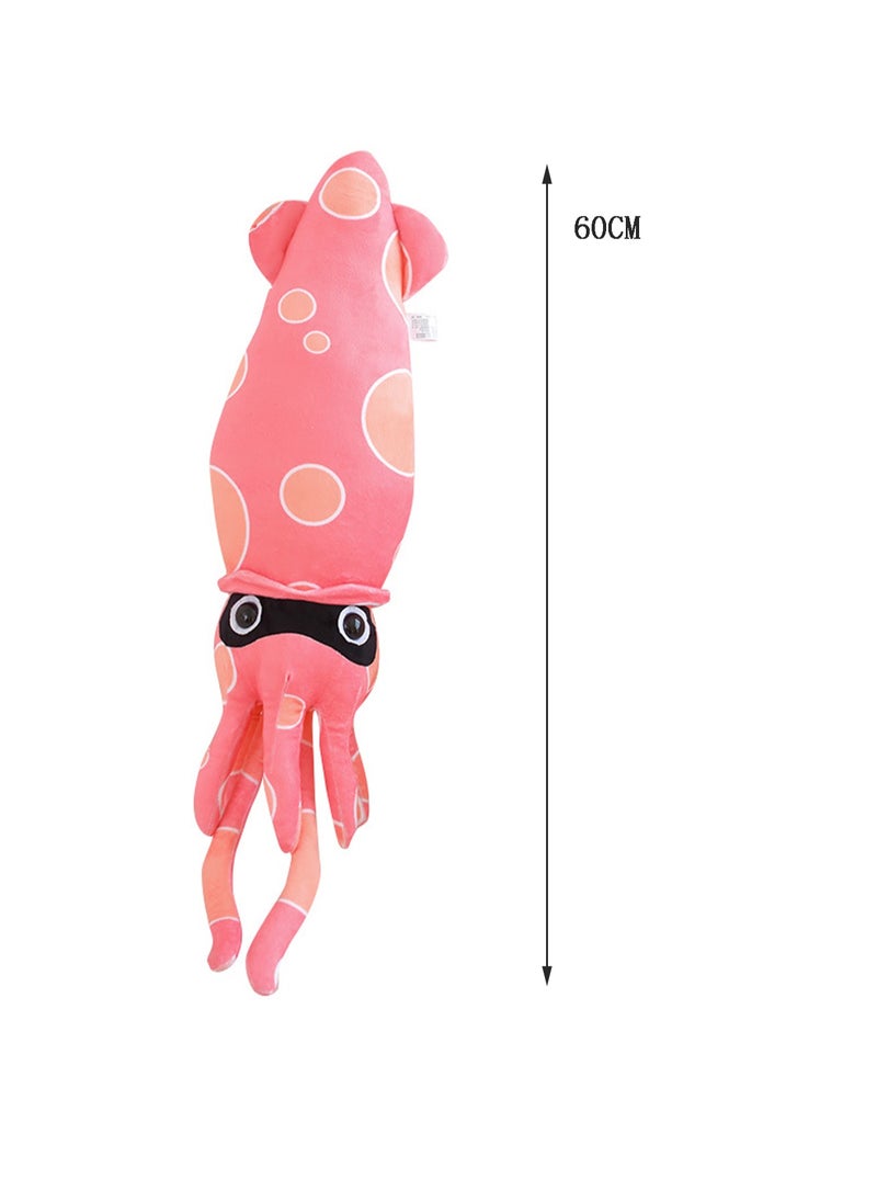 60 CM Simulation Squid Plush Toy Soft Stuffed Cute Cartoon Doll For Girls And Boys All Ages Gift (Red)