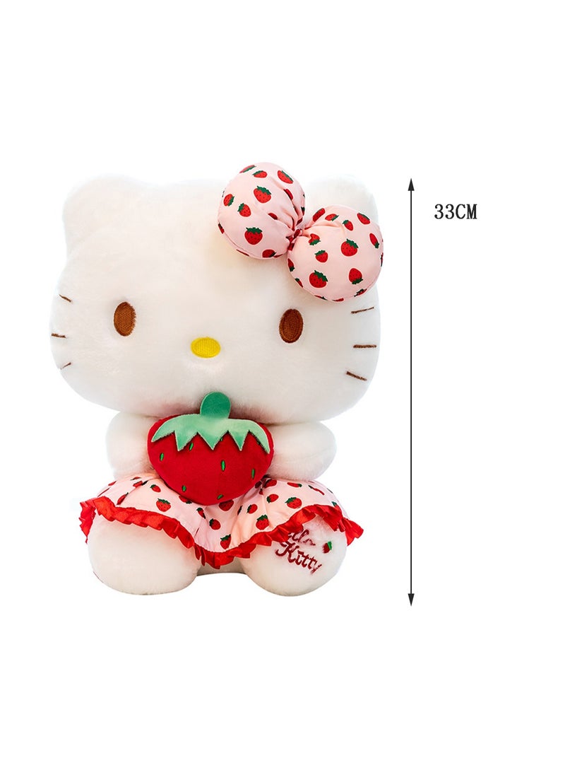 Kt Cat Doll Plush Toy Strawberry Style Doll Pillow Cartoon Girl Birthday Gift Pillow Cushion