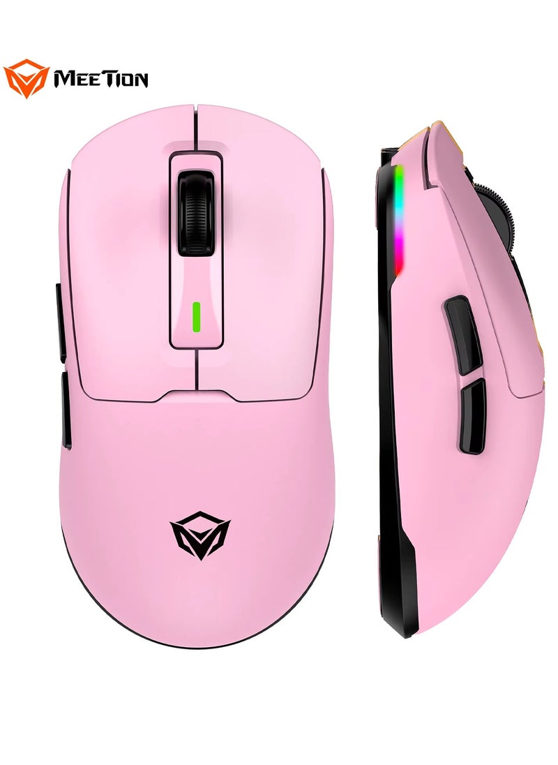 Meetion GW24 8000DPI Gaming Mouse Ultra Lightweight 62g Bluetooth 3-Mode Rechargeable Wireless Gaming Mouse (PINK)