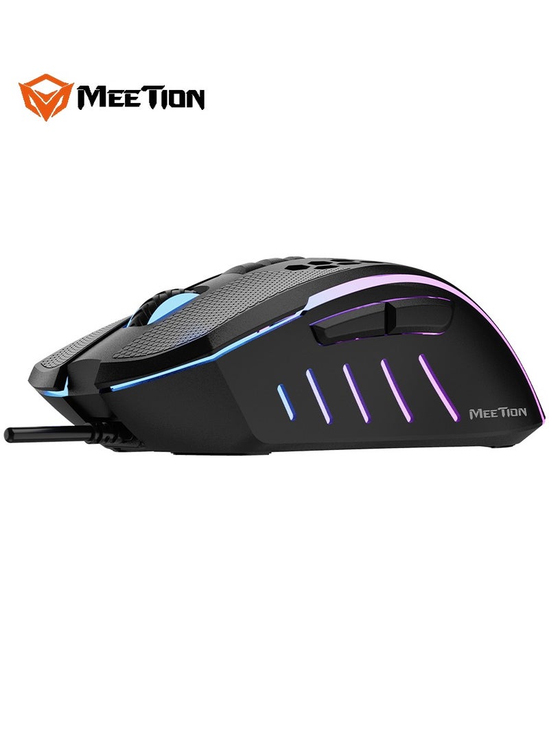 MEETION Lightweight Honeycomb Gaming Mouse GM015 Replaceable non-slip button mat RGB backlight, better gaming experience Honeycomb hollow design, feels light and fast