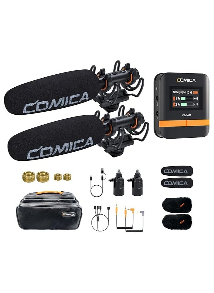 Comica VM40 Combo Shotgun Microphone, Super Cardioid Dual-Channel Wireless Mic for Camera,Smartphone and PC