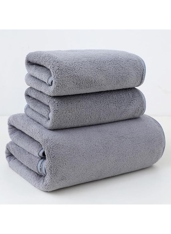 3 PCS Microfiber Bath Towel Set (Grey)