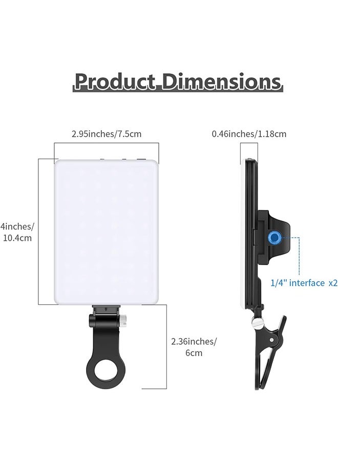 NEEWER Basic Selfie Light with Front & Back Phone Clip, 60 LED 2000mAh Rechargeable CRI 95+, 3 Light Modes, Portable Clip on Light for Phone/Tablet/Laptop, Zoom Call TikTok Video Fill Light - NL-60AI