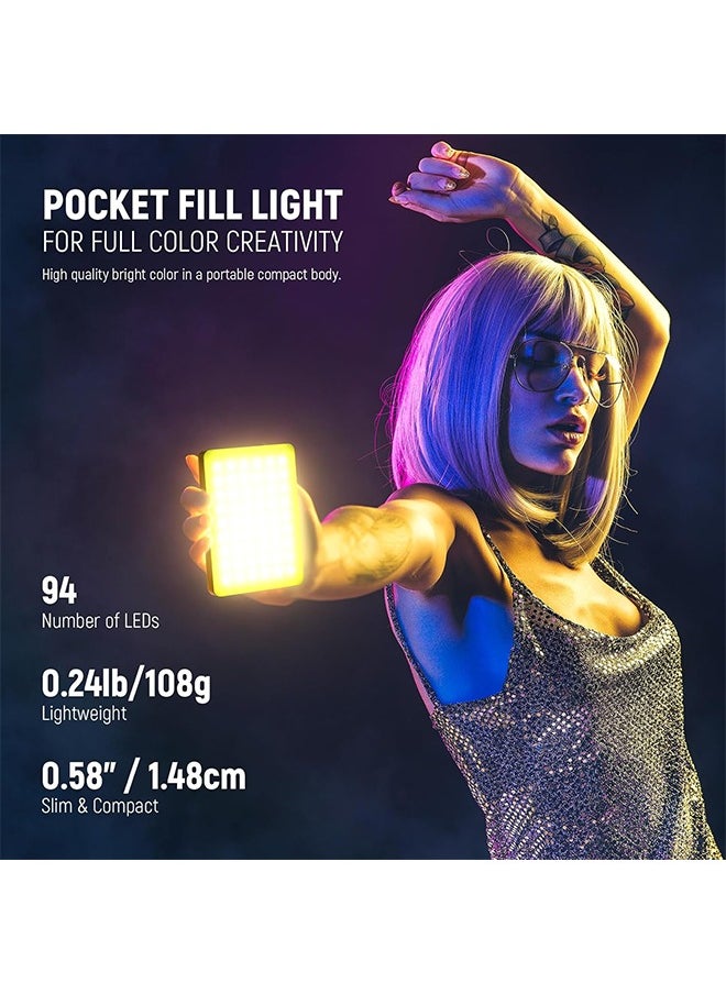 NEEWER VL67C RGB Selfie Light with APP Control, 94 LED CRI97 2000mAh Rechargeable, Cold Shoe Mount as Camera Light, Portable Front & Back Phone Clip for TikTok, Video Conference Light for Laptop
