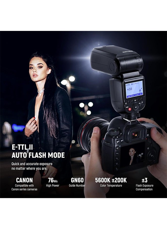 NEEWER NW700-C TTL Flash Speedlite Compatible with Canon DSLR Cameras, 1/8000s High Speed Sync Speedlight, 1/1-1/256 Output, TCM Function, 230 Full Power Flash, 0.1-2.7s Fast Recycling Flashlight