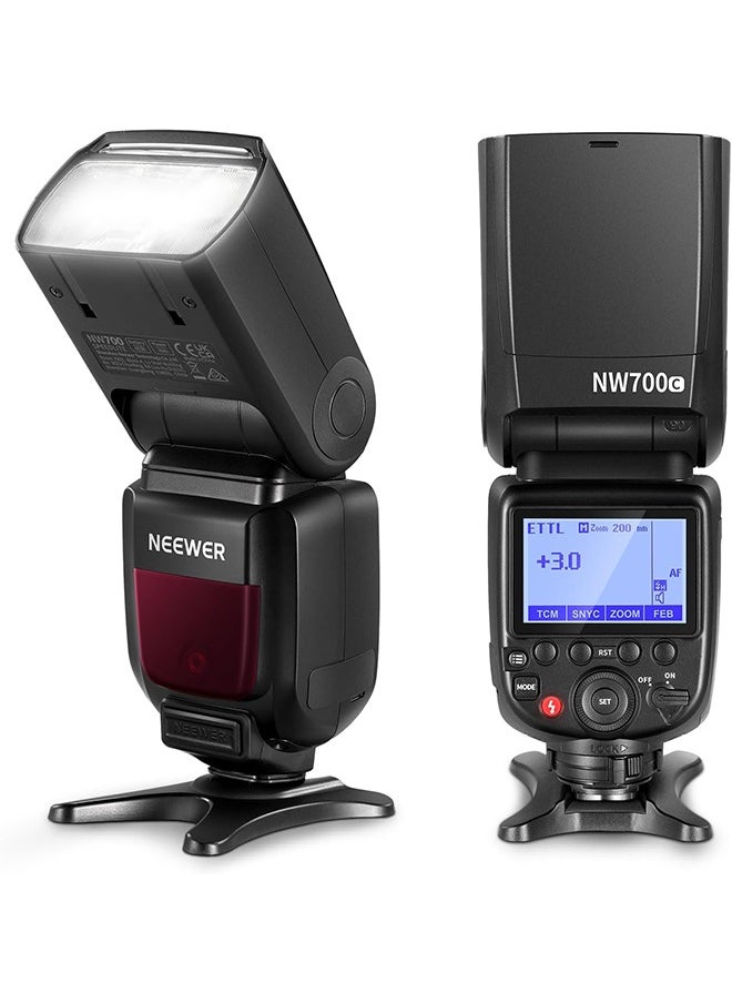 NEEWER NW700-C TTL Flash Speedlite Compatible with Canon DSLR Cameras, 1/8000s High Speed Sync Speedlight, 1/1-1/256 Output, TCM Function, 230 Full Power Flash, 0.1-2.7s Fast Recycling Flashlight