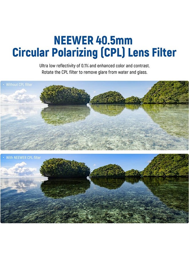 Neewer 40.5mm Polarizing Filter 30 Layer Multi Resistant Nano Coatings Circular Polarising Filter(CPL) Reduce Glare/Enhance Contrast/Ultra Slim/Reduces Reflection/HD Optical Glass Polarizer Filter