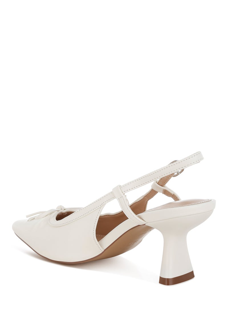 Kitten Heel Pointy Slingbacks in White