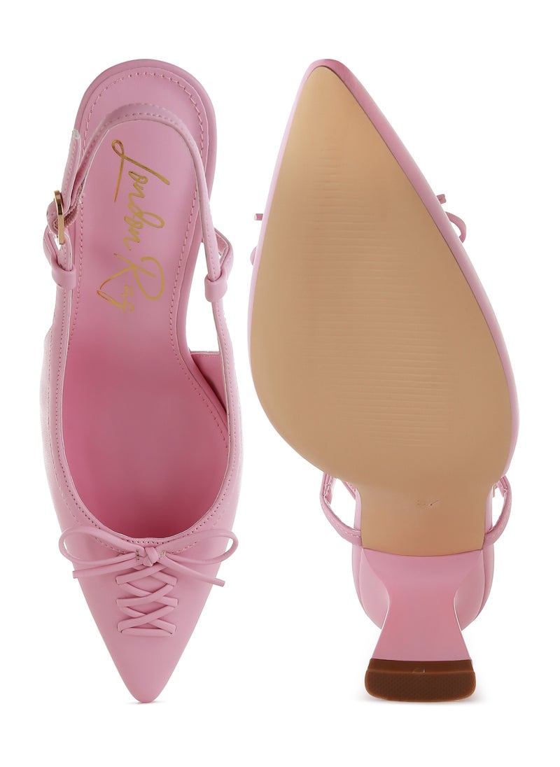 Kitten Heel Pointy Slingbacks in Pink