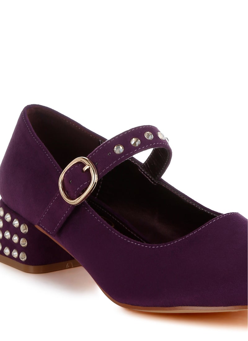 Studded Mary Jane Pumps in Purple