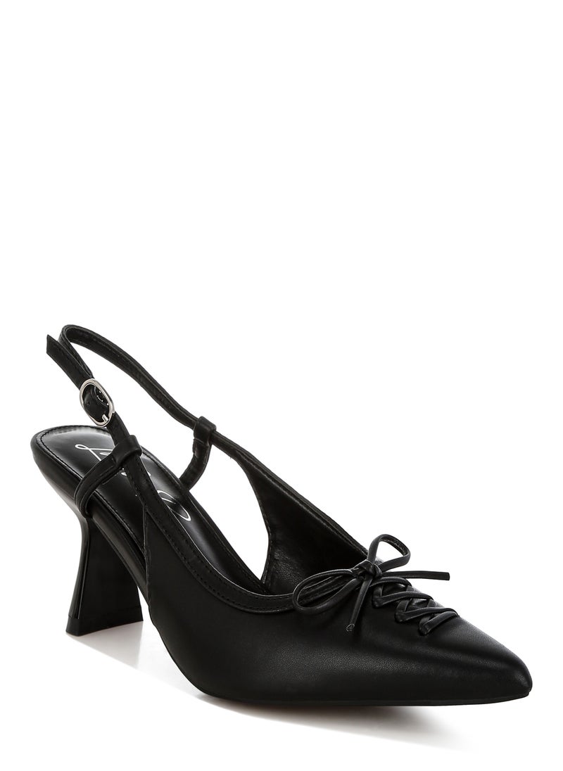 Kitten Heel Pointy Slingbacks in Black