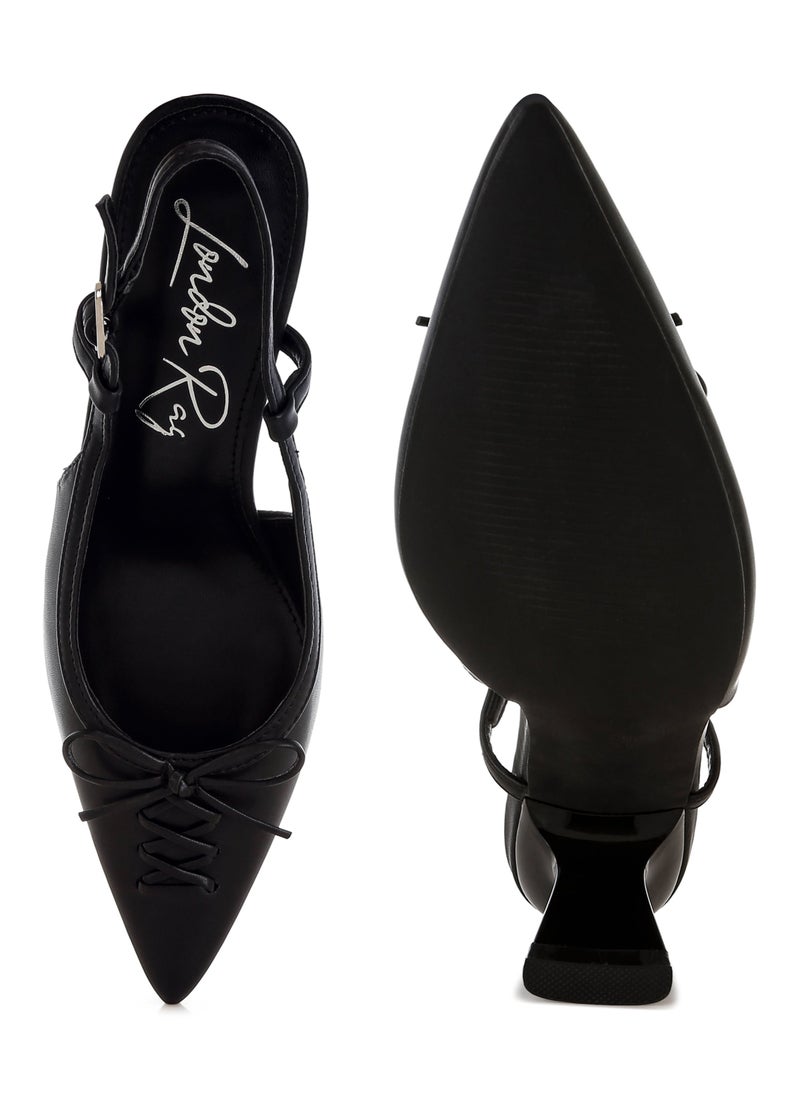 Kitten Heel Pointy Slingbacks in Black