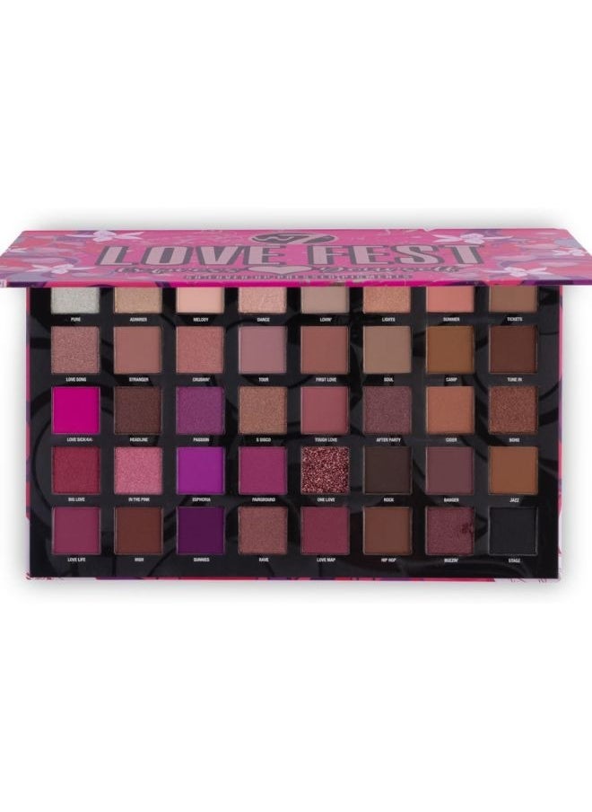 W7 Love Fest Pressed Pigment Palette - 40 Playful Party Colours With Matte, Shimmer, Glitters - Flawless Long-Lasting Bold Makeup