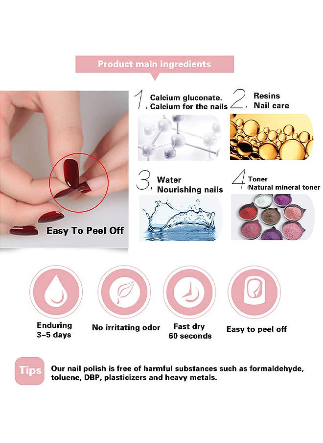 10 PCS Easy Peel Off Nail Polish Set, Non-Toxic Water Based Quick Dry Nail Polish Set Organic And All-Natural Nail Polish For Women And Girls