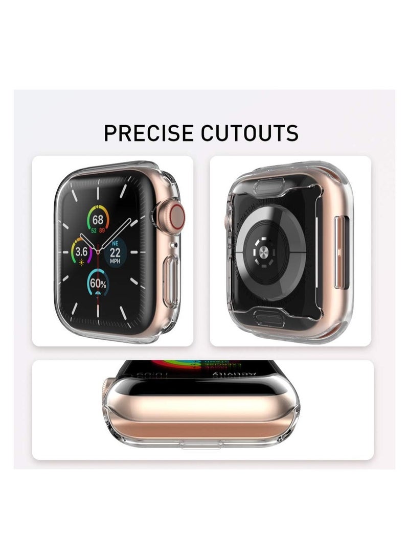 3 Pcs Case for Apple Watch 44mm, High Transparency TPU Screen Protector Shockproof Compatible with Apple Watch Series 6 5 4 SE (44mm, Clear)