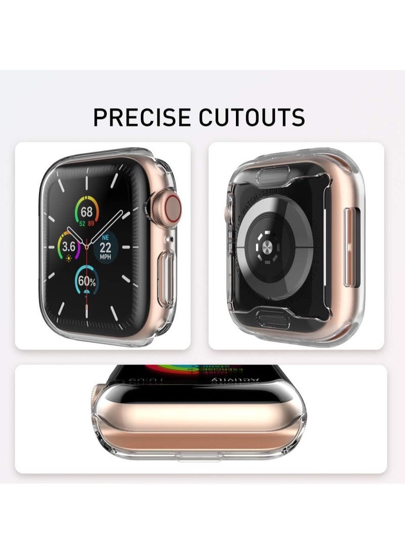 3 Pcs Case for Apple Watch 44mm, High Transparency TPU Screen Protector Shockproof Compatible with Apple Watch Series 6 5 4 SE (44mm, Clear)