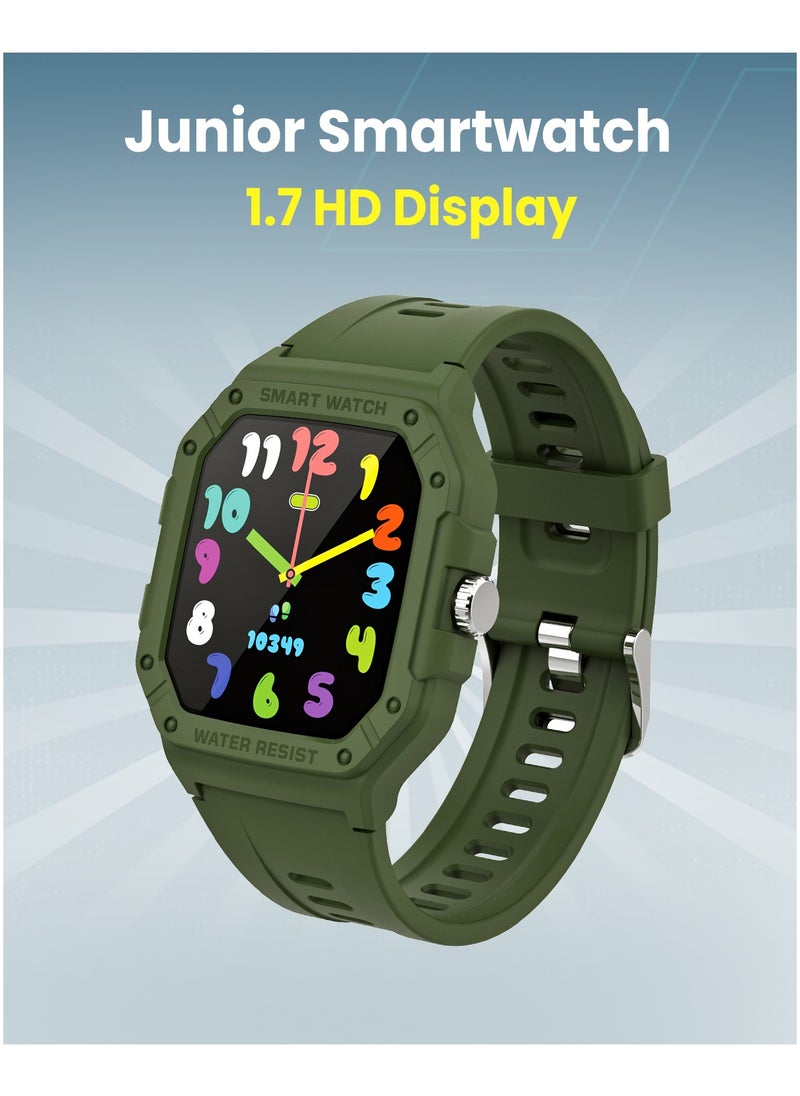 Moxedo Junior SmartWatch 1.7” HD Screen for Girls/Boys with Cool 6 Watch Faces Sleep Mode 22 Sports Modes Alarm Clock Pedometer with Built-in Kids Games (Green)