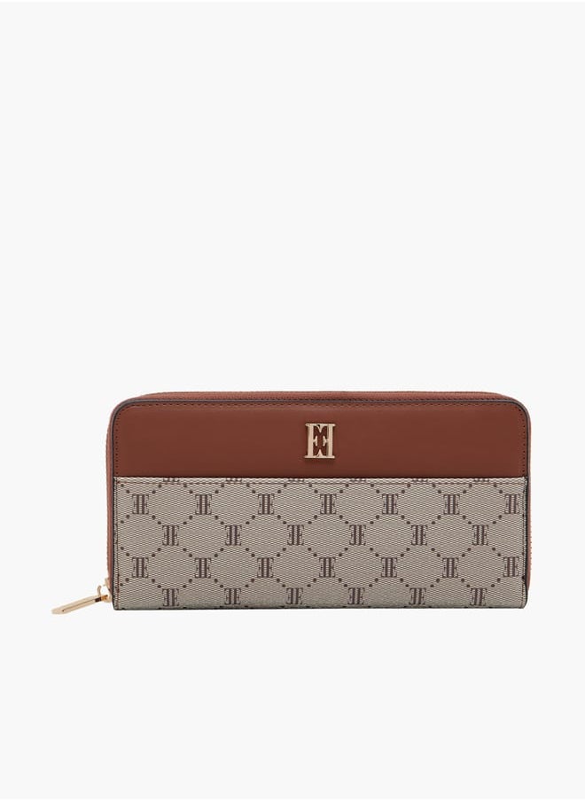 Monogram Print Zip-Around Wallet