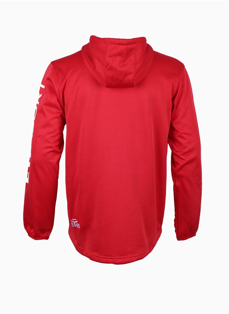 Men's Close Training Hoodie with Fleece Lining - Red