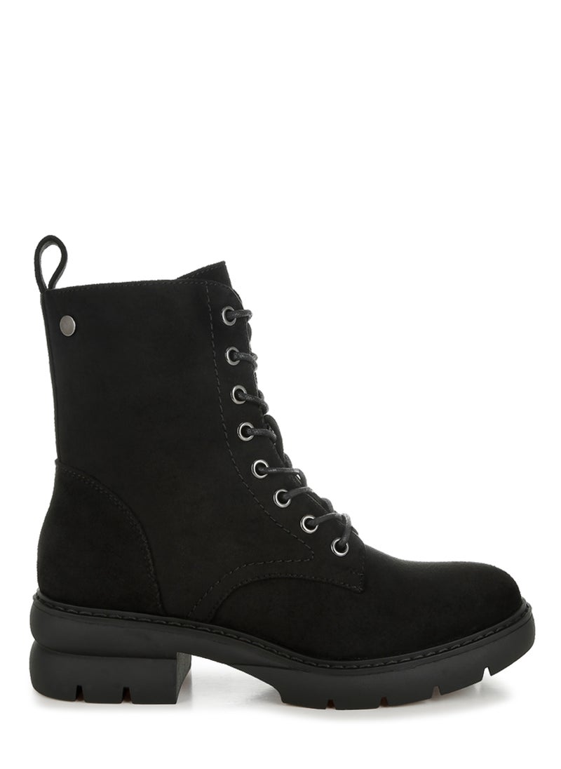 Lace Up High Ankle Boots in Black