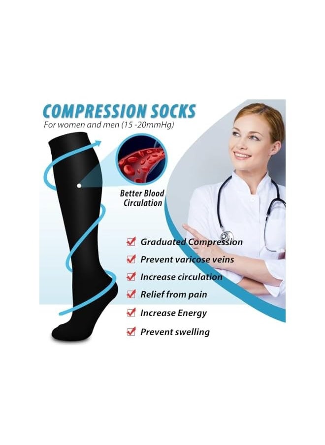 Copper Compression Socks for Women & Men - Best Support for Nurses, Running, Hiking, Recovery(6 pairs L/XL)