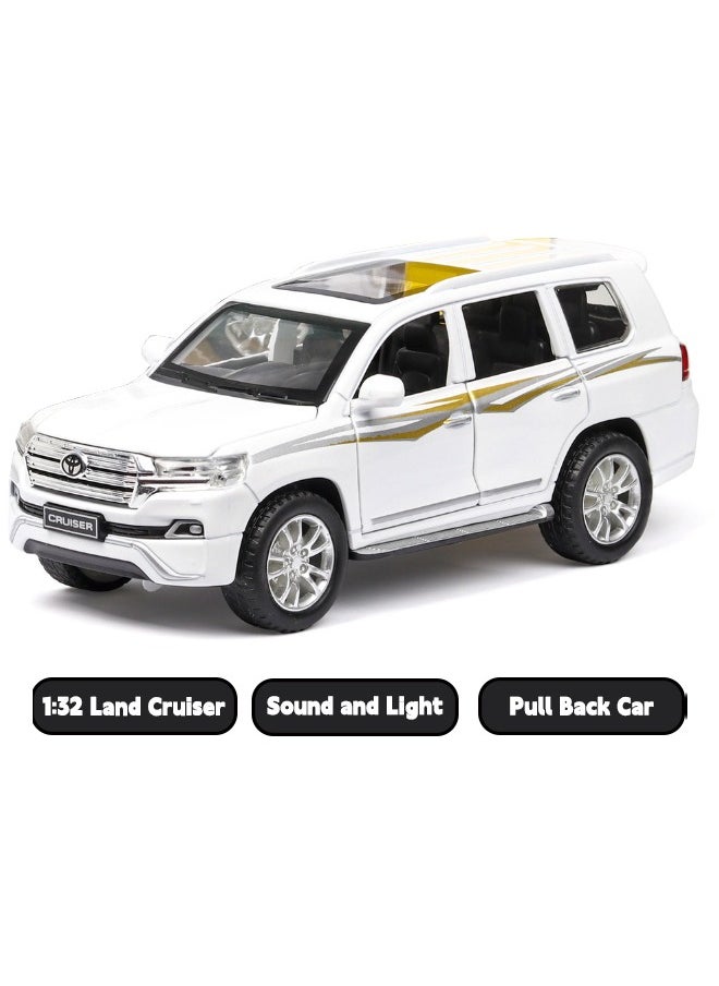 1:32 Alloy Collectible Toyota Land Cruiser Car Model Toy, Diecast Zinc Alloy Land Cruiser Pull Back Collectible Toy Car,  Sound and Light Pull Back Model Car for Kids Boy Girl Gift 15.5cm*6.5cm*6cm