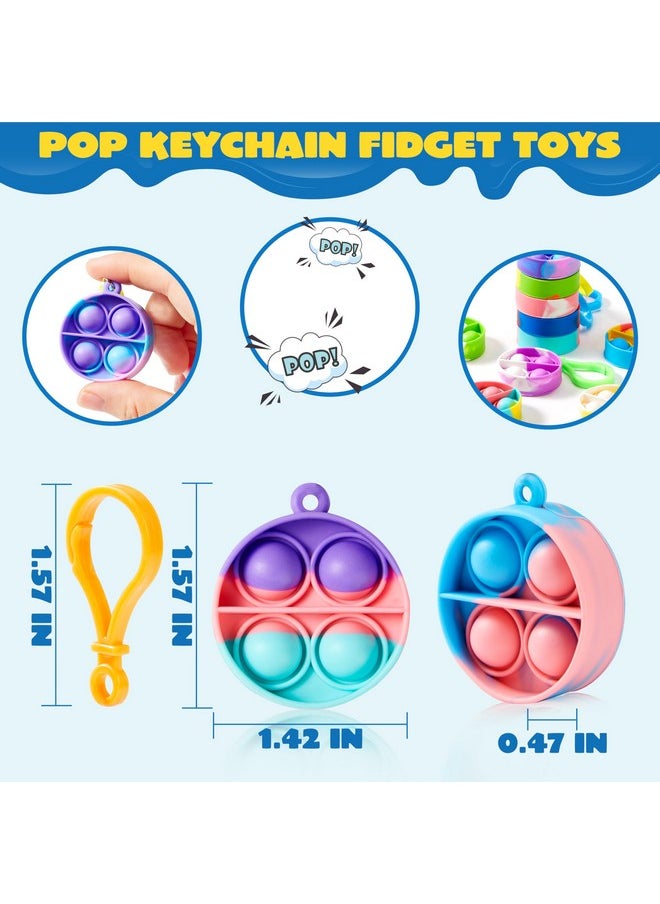 Pop Fidget Keychain Mini Fidget Toys Bulk 30 Pack Party Favors For Kids 4-8,8-12 Years Kids, Goodie Bag Stuffers Fidgets For Classroom Prizes Sensory Fidget Toy Packs
