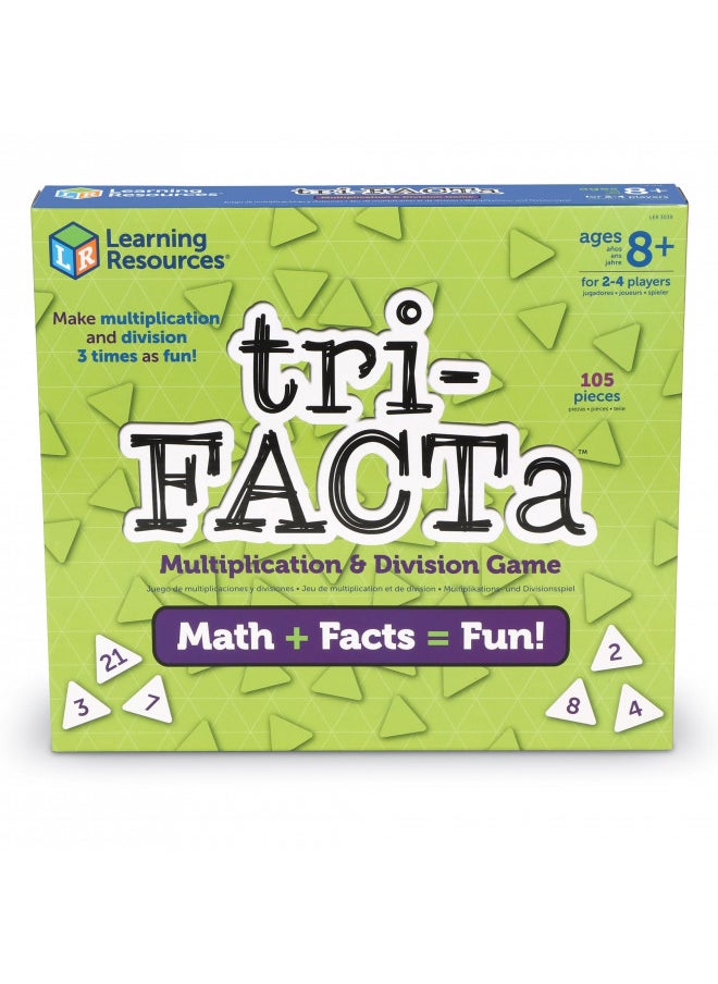 tri-FACTa Multiplication And Division Game, Homeschool, Math Game, 2-4 Players, 104 Piece Set, Ages 8+