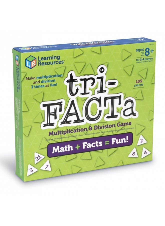 tri-FACTa Multiplication And Division Game, Homeschool, Math Game, 2-4 Players, 104 Piece Set, Ages 8+