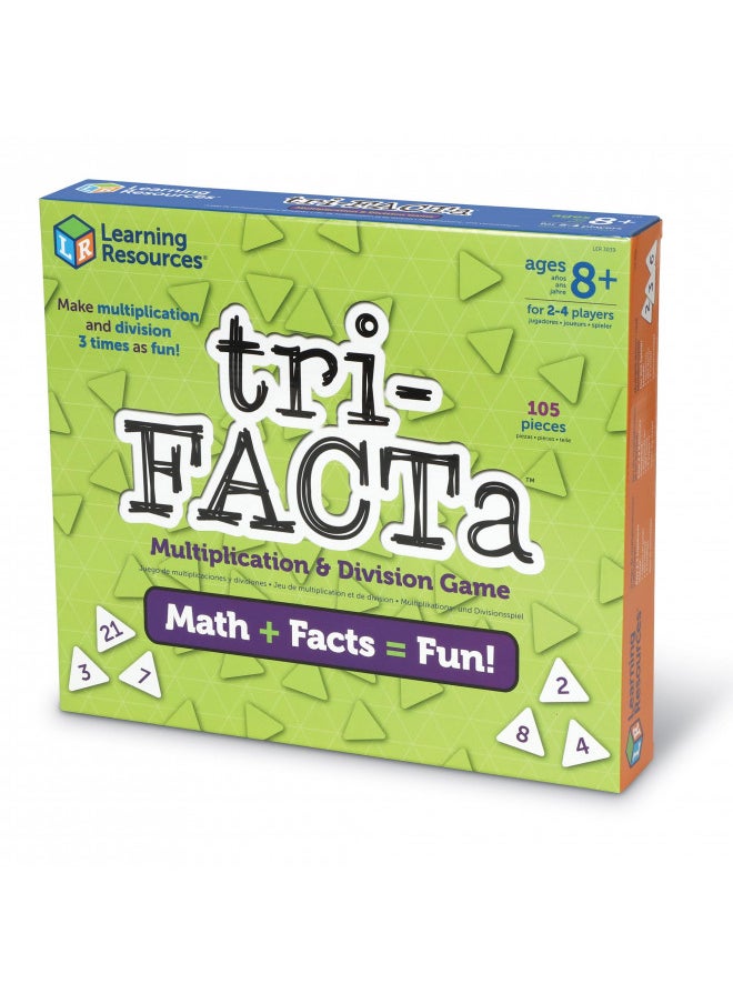 tri-FACTa Multiplication And Division Game, Homeschool, Math Game, 2-4 Players, 104 Piece Set, Ages 8+