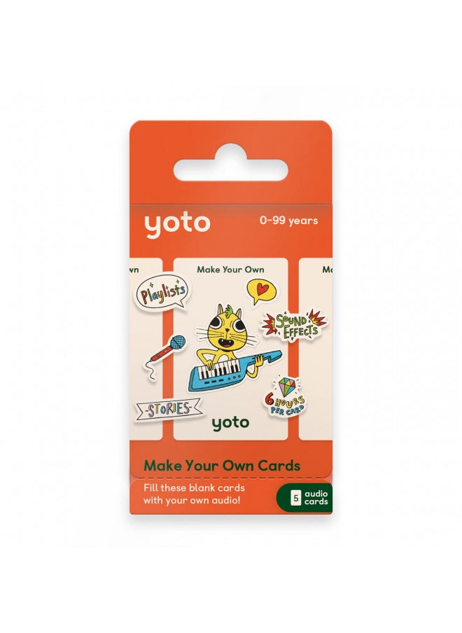 Yoto Make Your Own Cards 5 Blank Audio Cards for Use with Yoto Player & Mini All-in-1 Audio Player, Record & Play Stories Music Radio Podcasts Birthday Messages & Fun Educational Learning Activities