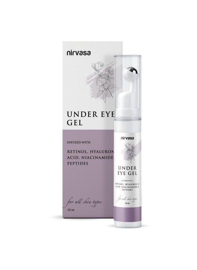 Under Eye Gel Cream With Roll On | Enriched With Hyaluronic Acid Peptides & More| Helps To Reduce Dark Circles & Puffy Eyes| Restores Moisture Loss | For All Skin Types | 15Ml