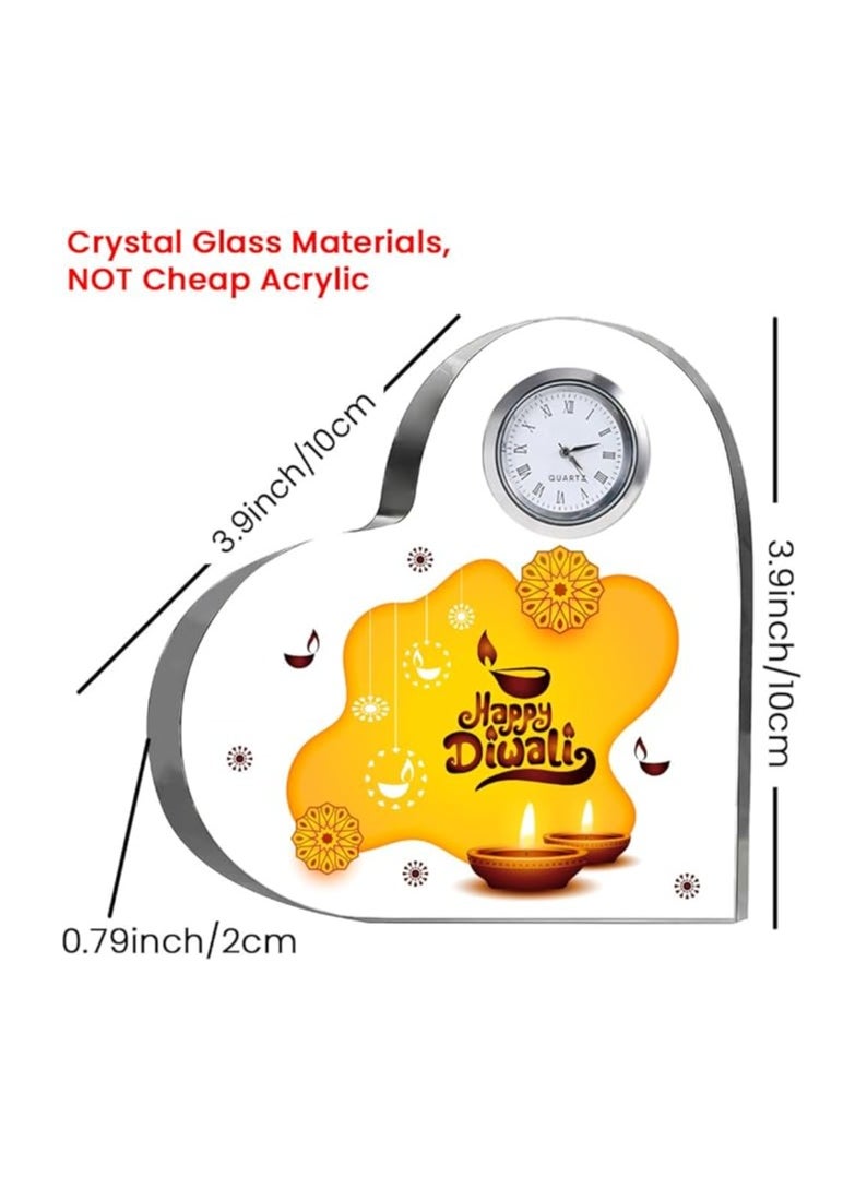 Diwali Special Heart-Shaped Crystal Clock Gift-Thoughtful Presents For Diwali Gifts For Your Friends And Family