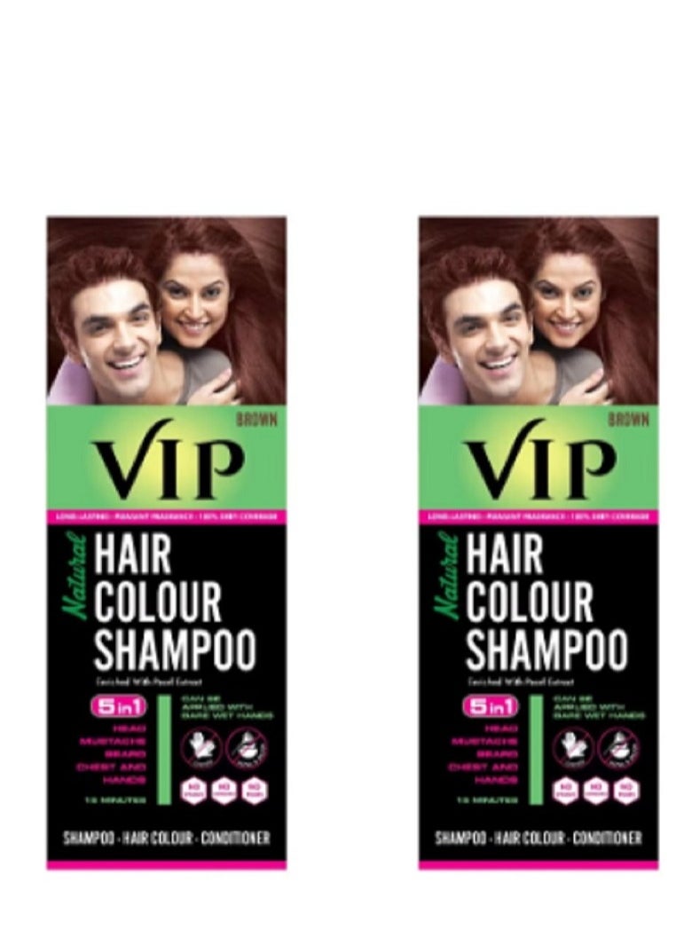 Hair Color Shampoo Brown 180ml Pack of 2