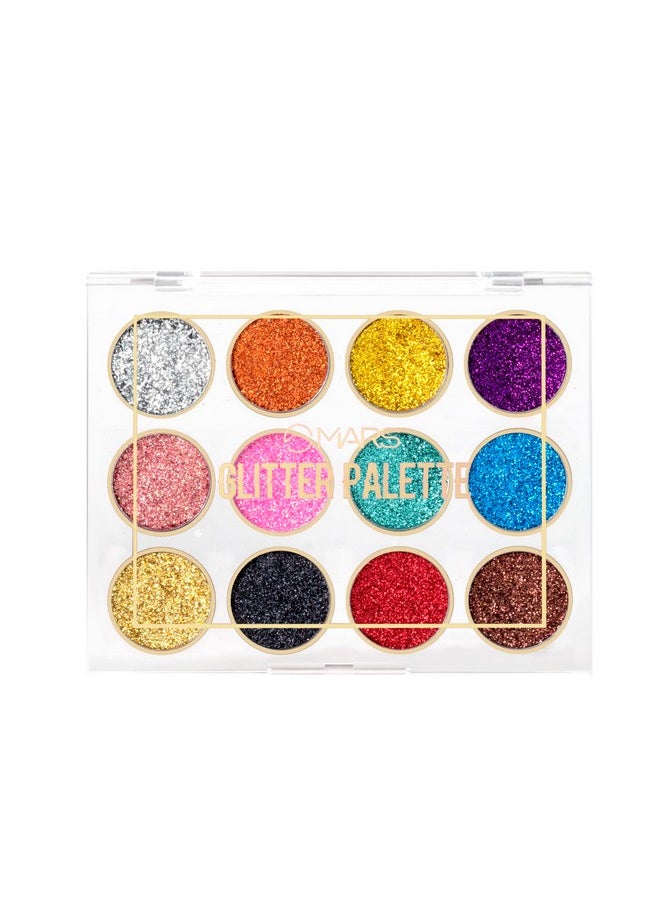 12 Shade Ultra Pigmented Glitter High Shine Shimmery Eyeshadow Palette 12 G (Shade01) Long Wearing And Easily Blendable Eye Makeup Palette (Multicolor)