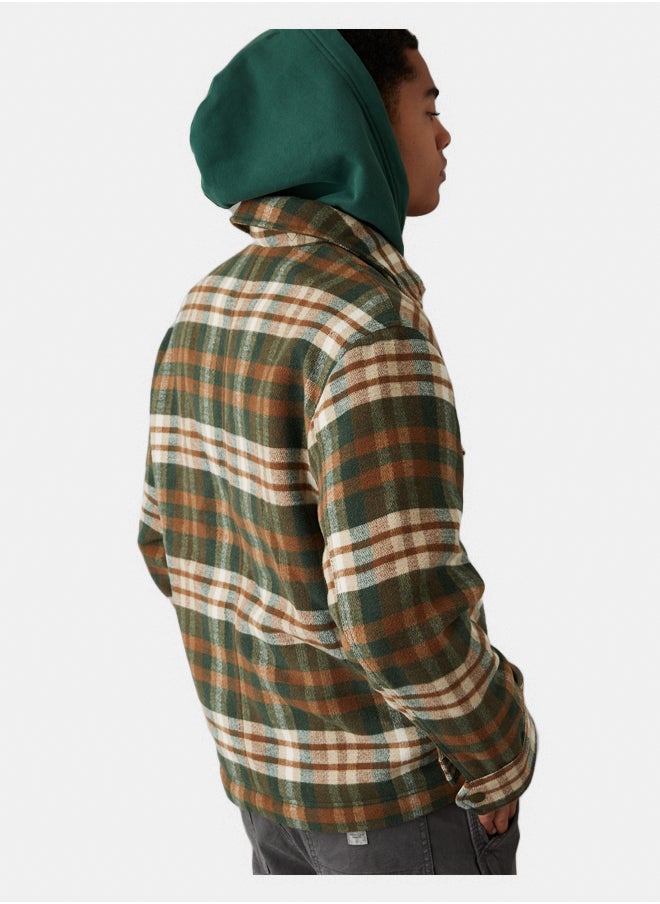 AE Plaid Button-Up Jacket