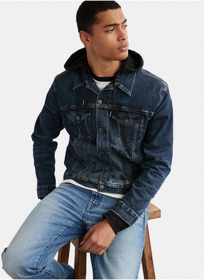 AE Hooded Denim Trucker Jacket