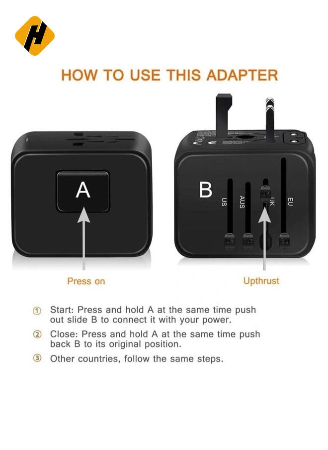 Universal World Travel Power Adapter International Power Adapter Worldwide All in One AC Outlet Power Plug Adapter